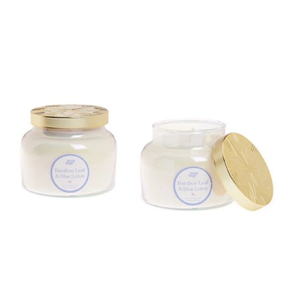 2 Wild Sage Apothecary Glass Bamboo Leaf and Blue Lotus 9.3 oz. Jar Candles - Picture 1 of 5